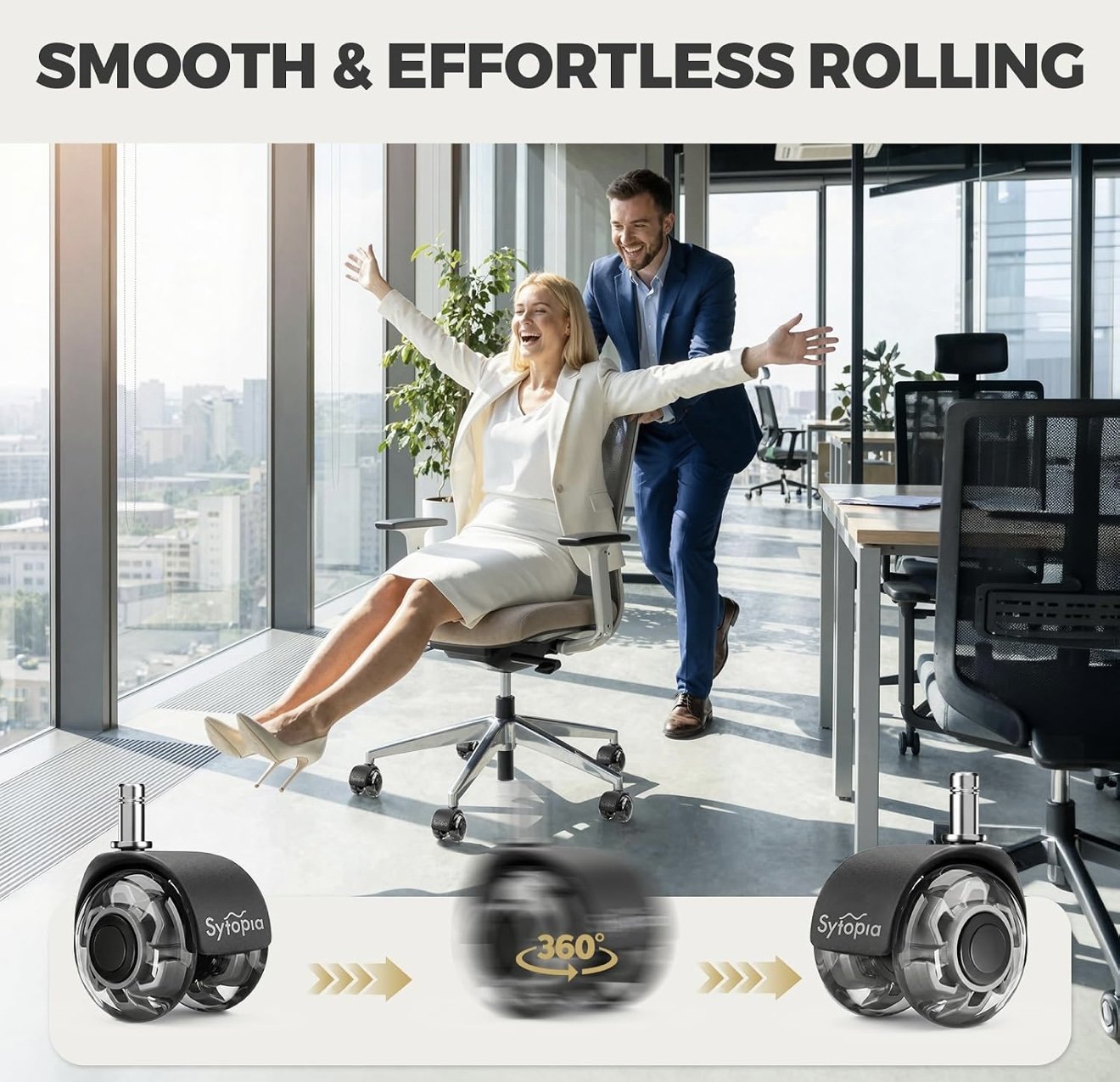 Premium Rollerblade Office Chair Wheels – Universal 11mm x 22mm | Quiet, Scratch-Free Casters | Set of 5 - Image 5