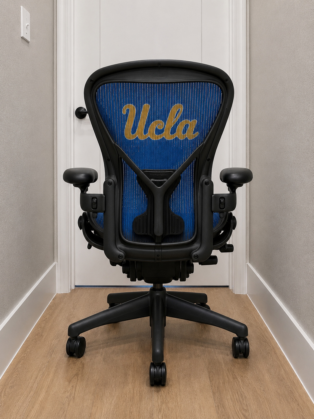 Herman Miller Aeron Classic | Size B | Rare UCLA Bruins Blue & Gold | Fully Loaded - Image 4
