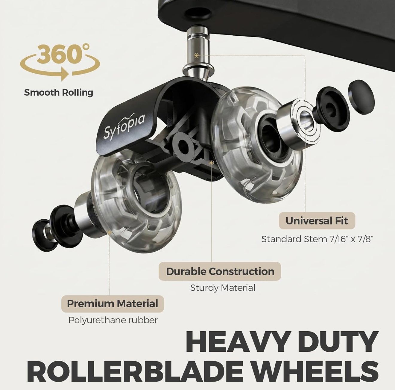 Premium Rollerblade Office Chair Wheels – Universal 11mm x 22mm | Quiet, Scratch-Free Casters | Set of 5 - Image 3