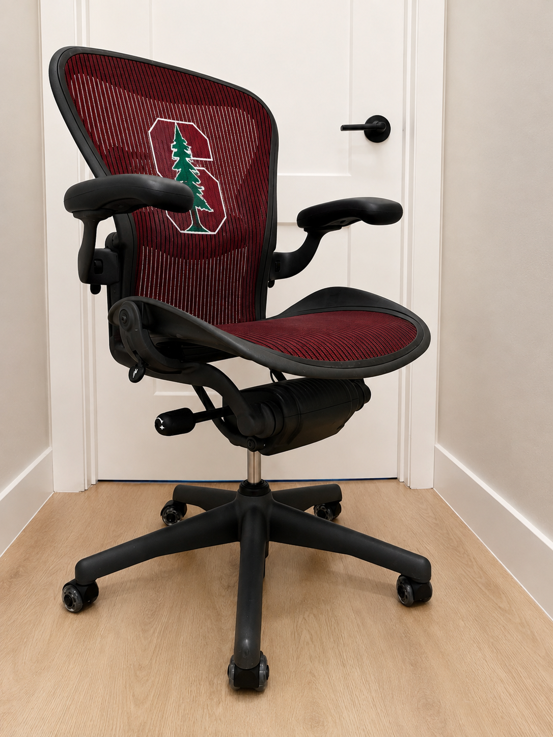 Herman Miller Aeron Classic Size B | Stanford Cardinal Custom Edition | Fully Loaded | Rare Burgundy Mesh - Image 3